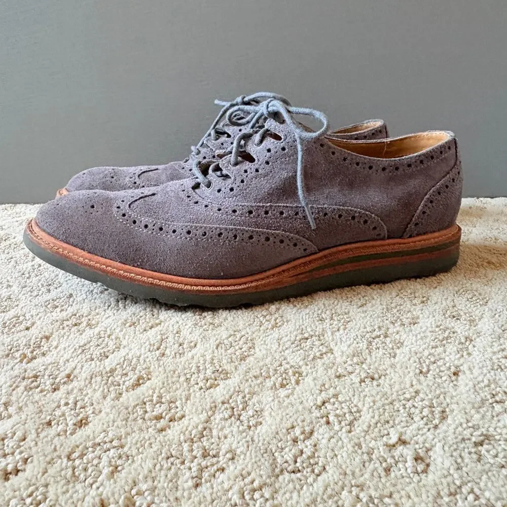 Cole Haan Mens Gray Suede Wingtip Oxford Vibram Sole Shoes Sz 11 Dress Shoes
